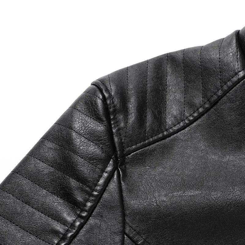 Herren Lederjacken Mit Stehkragen Fleece-lederjacke Für Motorrad-oberbekleidung Mantel Lässig Kunstpelzmantel Leder - Grau