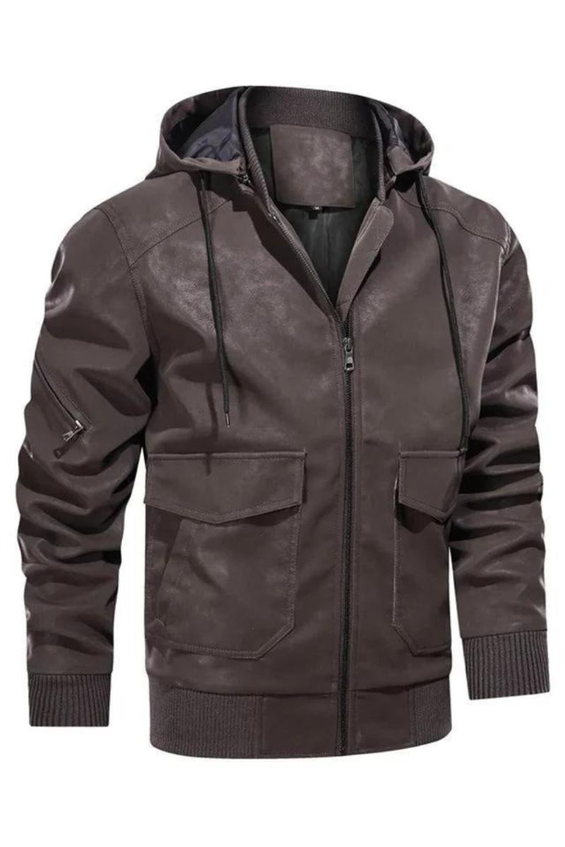 Herren Winterlederjacken Thermo-dickmantel Fleecejacke Motorrad-oberbekleidung Herrenbekleidung - Schwarz