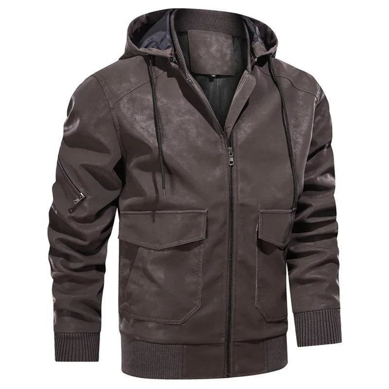 Herren Winterlederjacken Thermo-dickmantel Fleecejacke Motorrad-oberbekleidung Herrenbekleidung - Schwarz