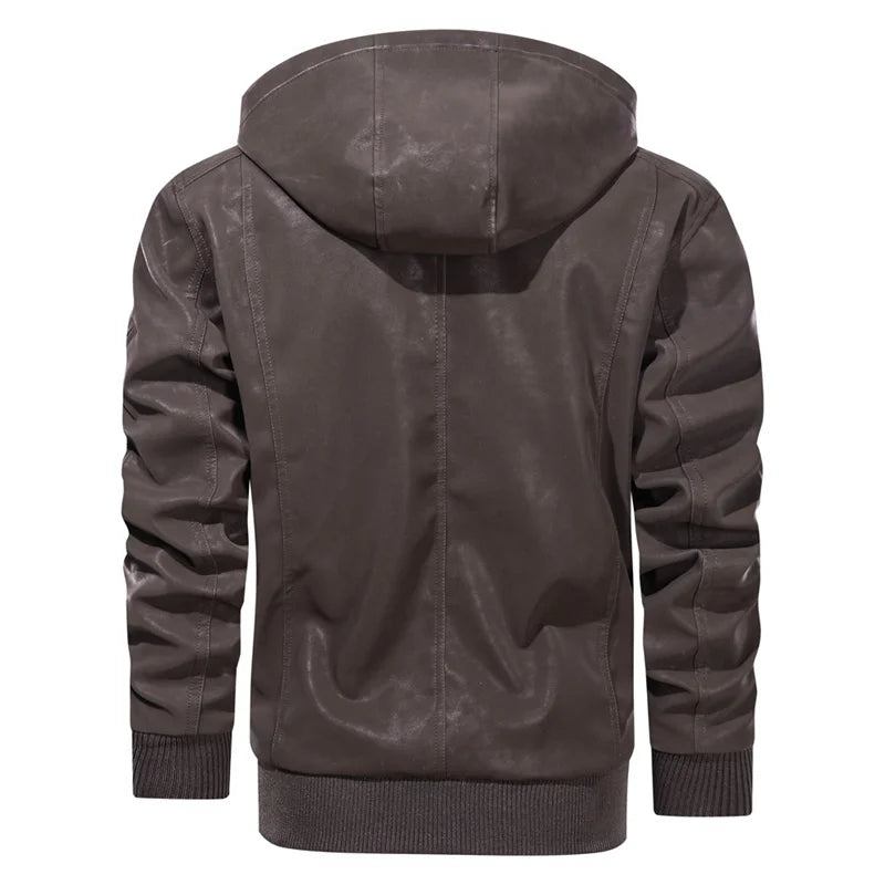 Herren Winterlederjacken Thermo-dickmantel Fleecejacke Motorrad-oberbekleidung Herrenbekleidung - Schwarz