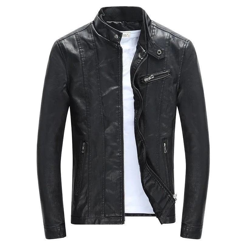 Herrenjacken Mäntel Motorrad Biker Kunstlederjacke Herren Herbst-/winterkleidung Europäisch - Schwarz