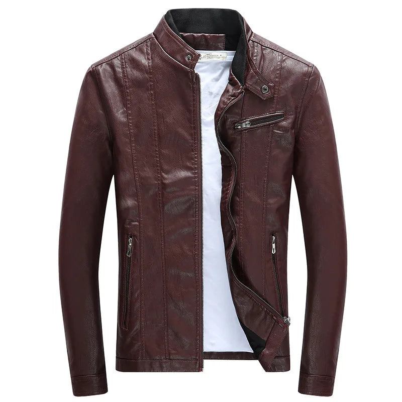 Herrenjacken Mäntel Motorrad Biker Kunstlederjacke Herren Herbst-/winterkleidung Europäisch - Schwarz