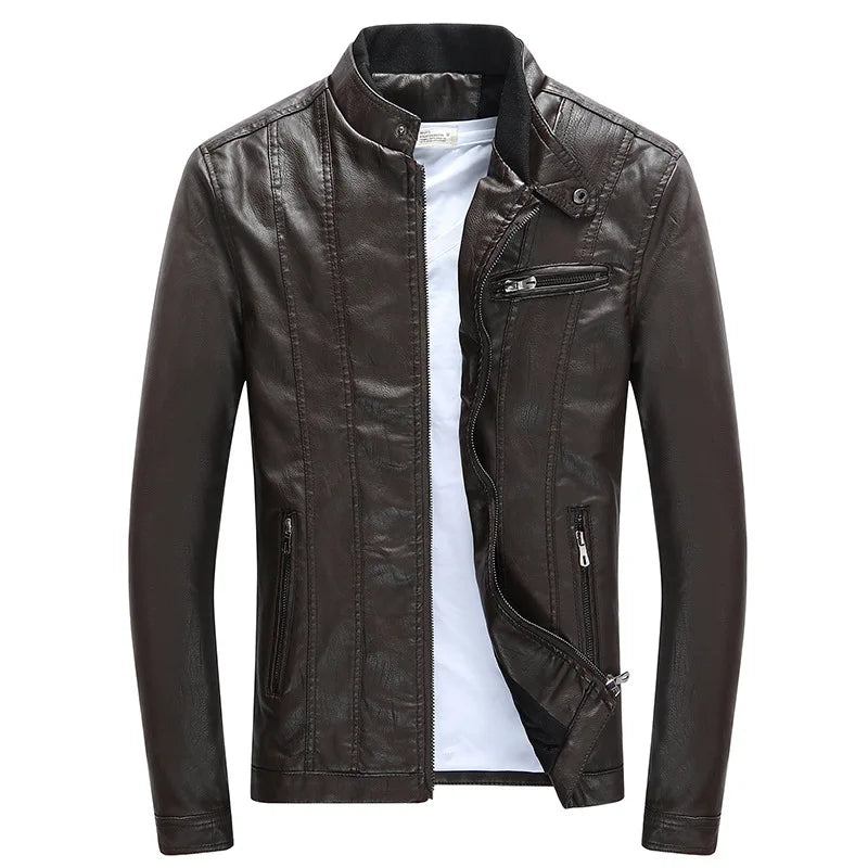 Herrenjacken Mäntel Motorrad Biker Kunstlederjacke Herren Herbst-/winterkleidung Europäisch - Schwarz