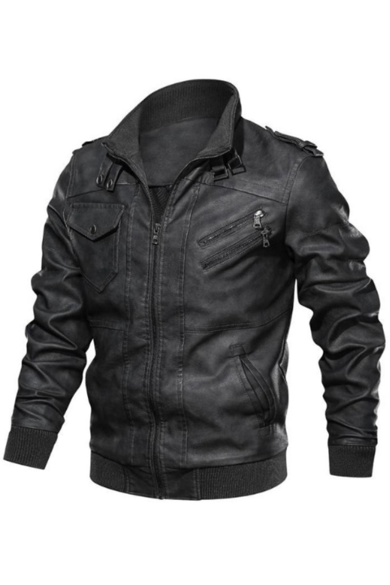 Herrenlederjacke Herren-motorradlederjacken Kunstleder-bikermäntel