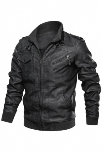 Herrenlederjacke Herren-motorradlederjacken Kunstleder-bikermäntel