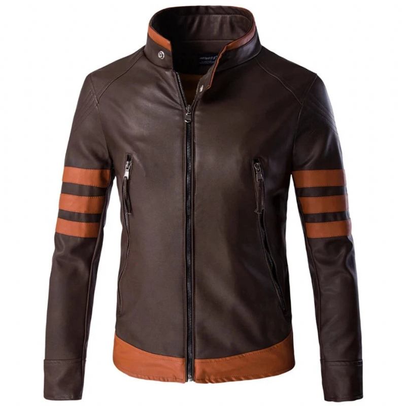 Jacke Für Herren Motorrad-bikermantel Lässige Kunstlederjacke Für Oberbekleidung Für - braun