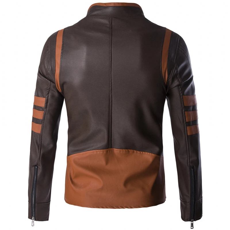 Jacke Für Herren Motorrad-bikermantel Lässige Kunstlederjacke Für Oberbekleidung Für - braun