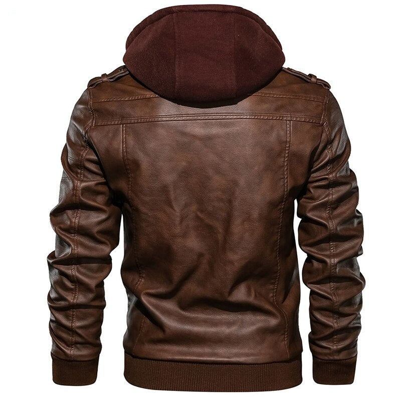 Stil Echte Lederjacke Vintage-mantel Aus Braunem Rindsleder Herren-bikerjacke Ledermantel - Kaffee