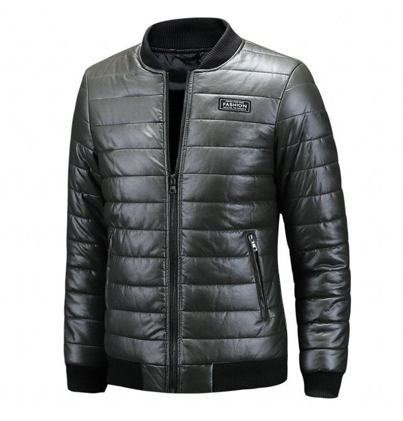 Warme Herbst-winter-lederjacke Für Herren Lässige Herren-motorradlederjacken Und -mäntel - Grün