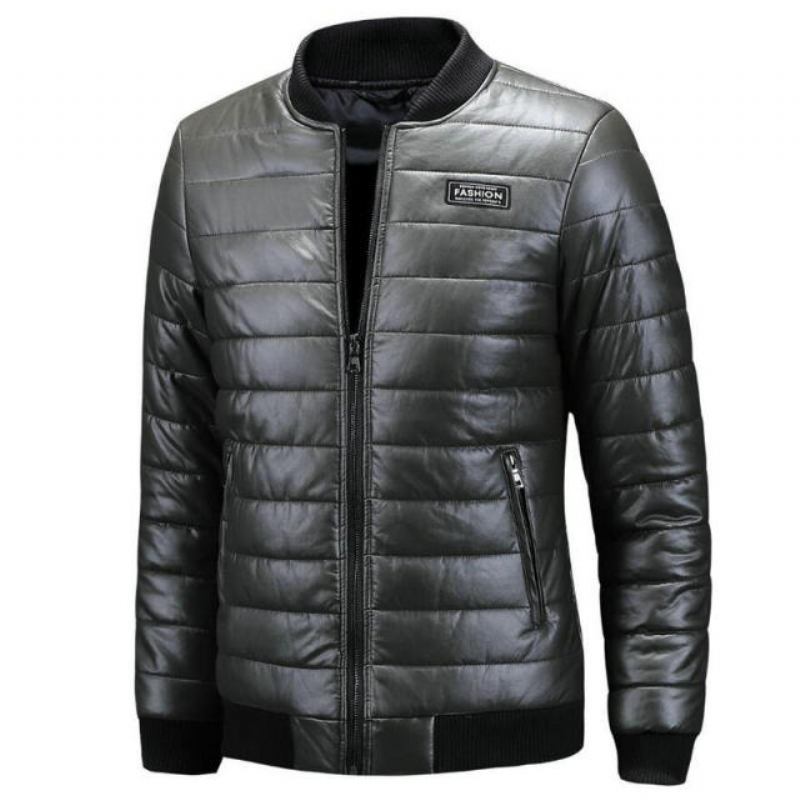 Warme Herbst-winter-lederjacke Für Herren Lässige Herren-motorradlederjacken Und -mäntel - Grün