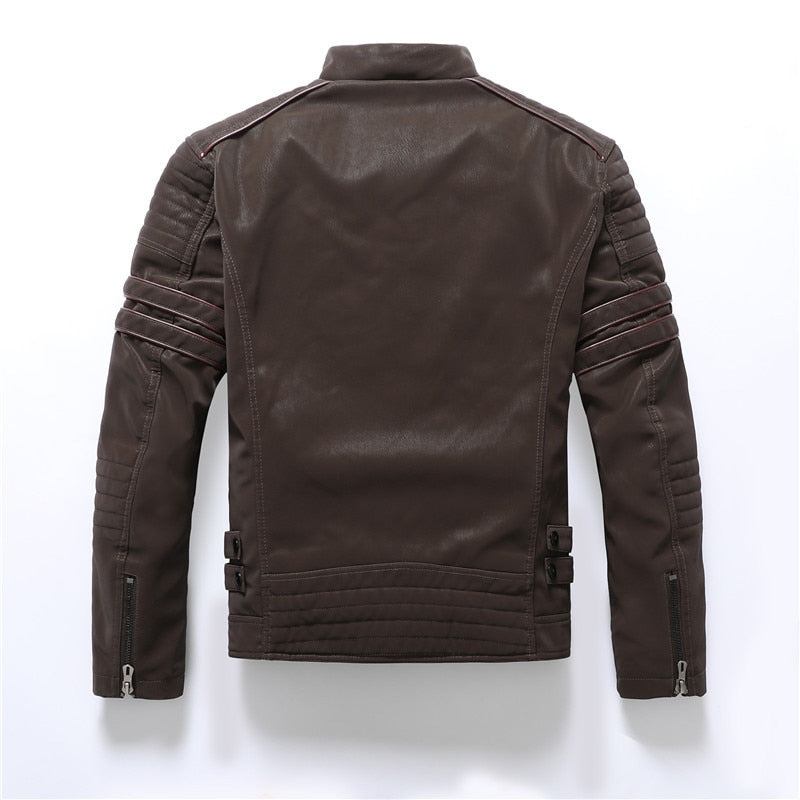 Winter Dünne Kurze Lederjacke Für Herren Motorradjacke Slim Fit Luxuriös Klassisch Schlicht Stehkragenmantel - schwarz01