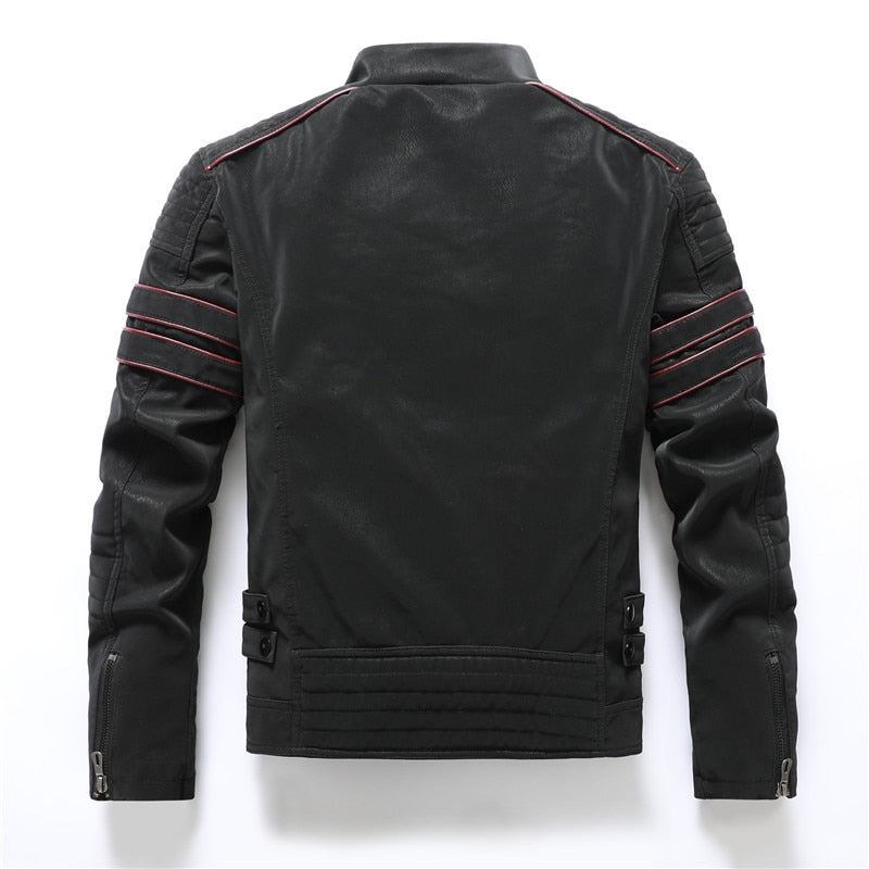 Winter Dünne Kurze Lederjacke Für Herren Motorradjacke Slim Fit Luxuriös Klassisch Schlicht Stehkragenmantel - schwarz01