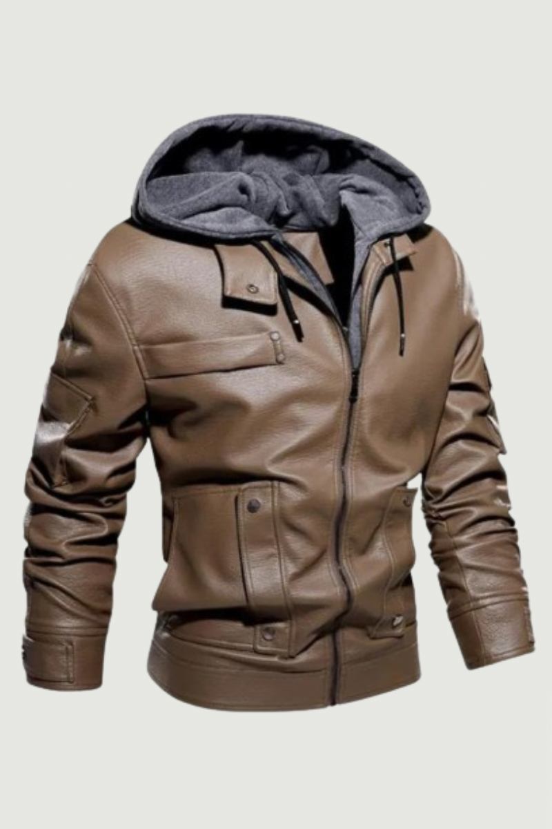 Winter-lederjacken Für Herren Lässige Motorradjacke Biker-fleece Warme Mäntel Windbreaker-lederjacke