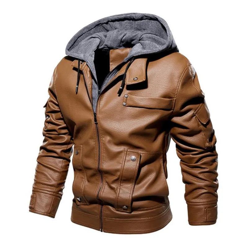 Winter-lederjacken Für Herren Lässige Motorradjacke Biker-fleece Warme Mäntel Windbreaker-lederjacke - schwarz