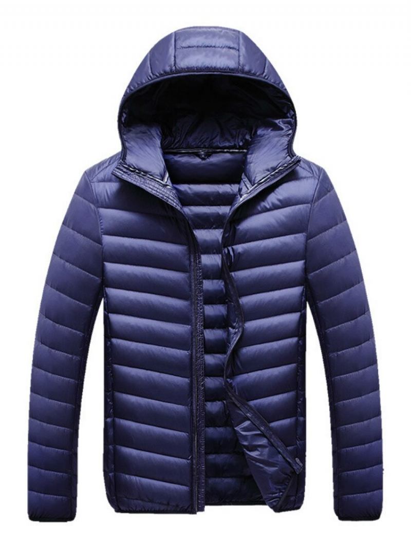 Daunenjacke Für Herren Für Herbst Und Winter Weiße Entendaunen Mit Kapuze Sportlich Lässig Und Warm Mantel - Marineblau