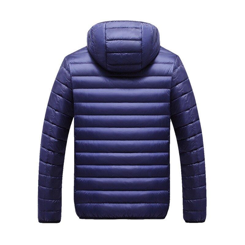 Daunenjacke Für Herren Für Herbst Und Winter Weiße Entendaunen Mit Kapuze Sportlich Lässig Und Warm Mantel - Marineblau