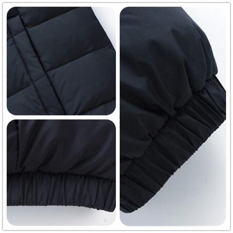 Daunenjacken Für Herbst Und Winter Dicke Warme Lässiger Stehkragen Schmale Tragbare Parkas Weiße Daunenmäntel Oberbekleidung Windjacke - Schwarz