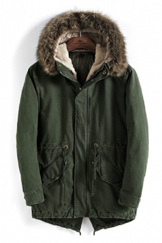 Dicker Warmer Parka Für Herren Mit Pelzkragen Winterparka Hochwertige Winddichte Baumwolljacke Mit Kapuze Langer Mantel