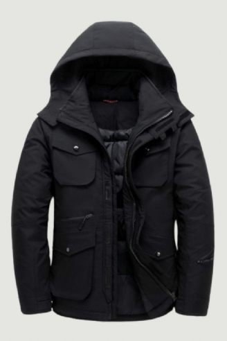 Herren-winterjacke Lässige Weiße Daunenjacke Dicke Schneeparka-manteljacke Herren Windjacke Mit Kapuze Daunen-oberbekleidung Mäntel