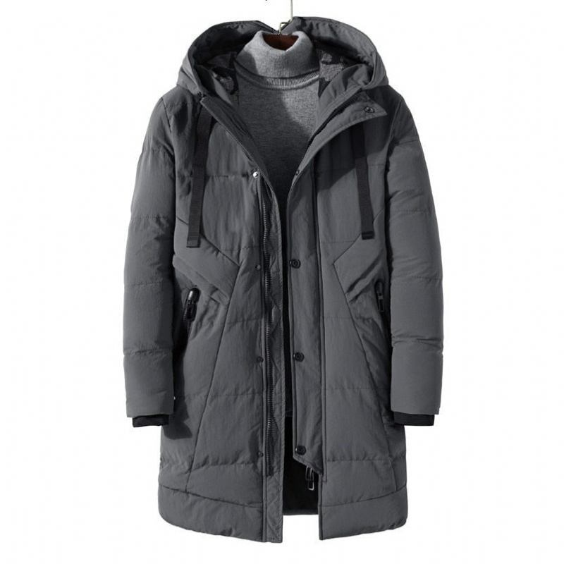 Herren-winterjacke Lang Dicke Parkas Oberbekleidung Für Herren Lässig Locker Warm Wattierter Baumwollmantel Für Mantel - Schwarz