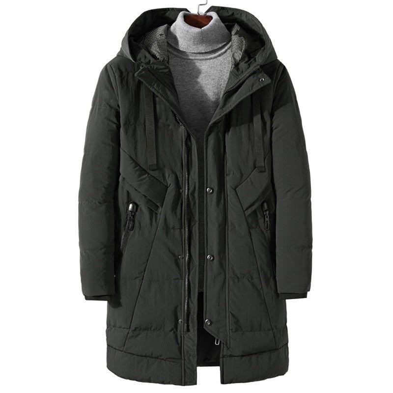 Herren-winterjacke Lang Dicke Parkas Oberbekleidung Für Herren Lässig Locker Warm Wattierter Baumwollmantel Für Mantel - Schwarz