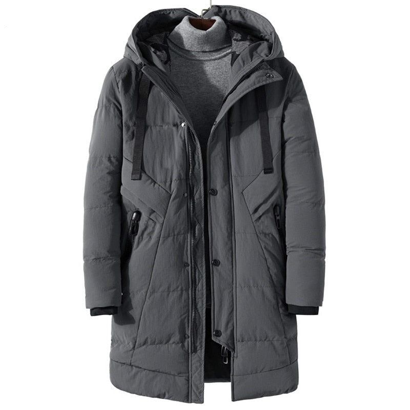 Herren-winterjacke Lang Dicke Parkas Oberbekleidung Für Herren Lässig Locker Warm Wattierter Baumwollmantel Für Mantel - Schwarz