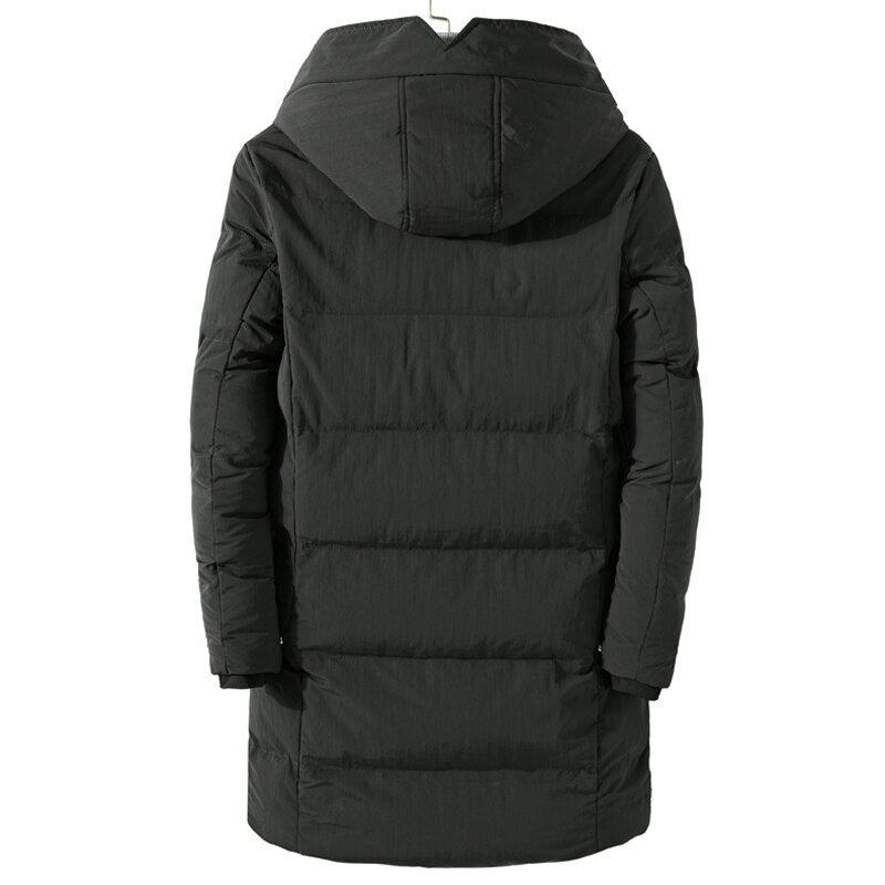 Herren-winterjacke Lang Dicke Parkas Oberbekleidung Für Herren Lässig Locker Warm Wattierter Baumwollmantel Für Mantel - Schwarz