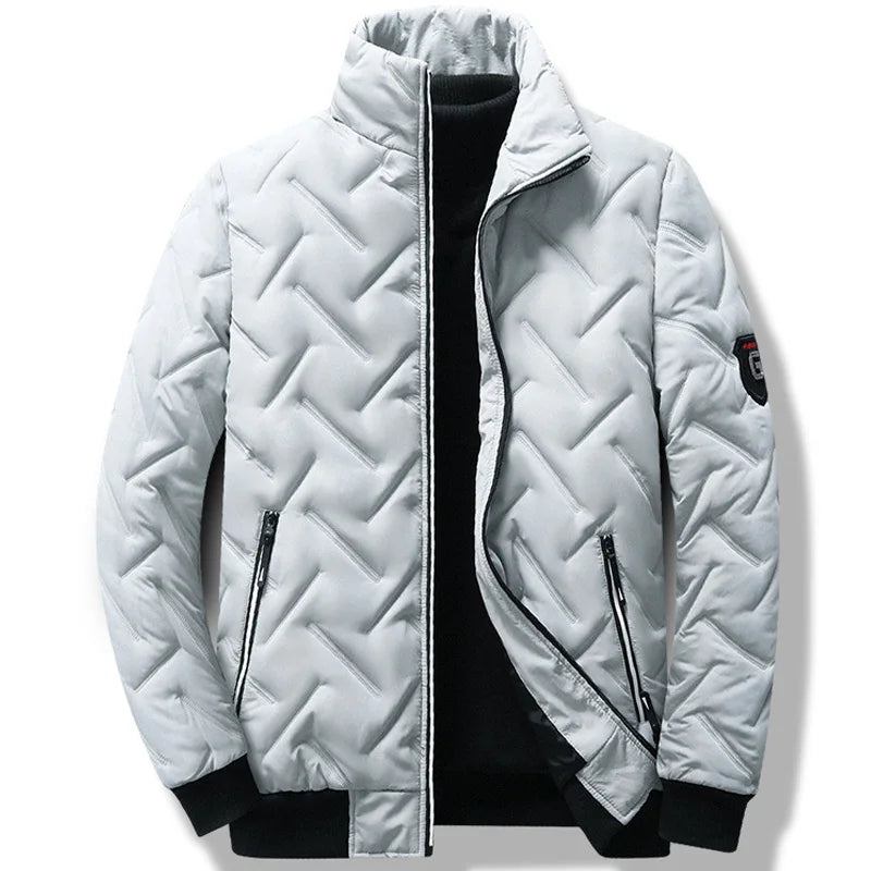 Herrenjacke Mit Stehkragen Herrenjacken Winterdaunenjacke Warme Jacken Herren Freizeitmantel Jugend Gestreifte Mäntel - Grau