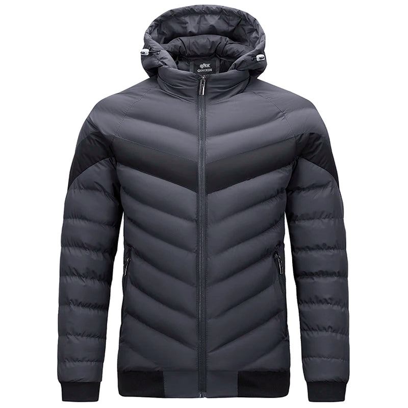 Herrenparka Mit Kapuze Herrenjacke Winterdaunenjacke Warme Jacken Business-freizeitmantel Einfarbige Herrenmäntel - Dunkelblau