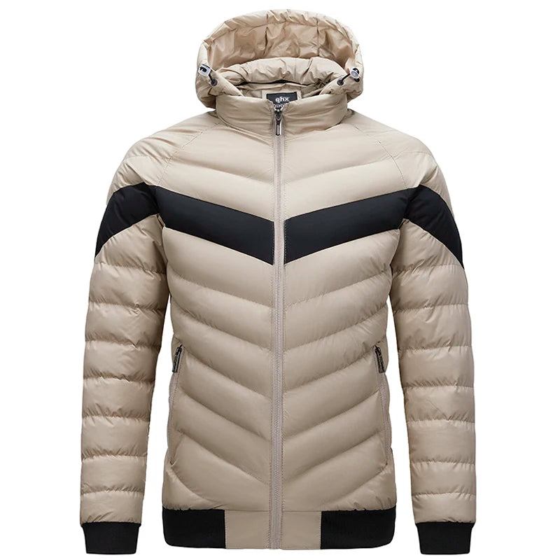 Herrenparka Mit Kapuze Herrenjacke Winterdaunenjacke Warme Jacken Business-freizeitmantel Einfarbige Herrenmäntel - Dunkelblau