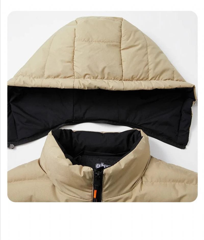 Herrenparka Mit Kapuze Herrenjacke Winterdaunenjacke Warme Jacken Business-freizeitmantel Einfarbige Herrenmäntel - Dunkelblau