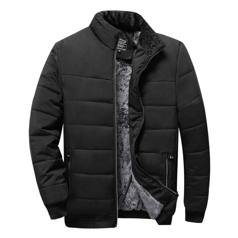 Jacke Für Herren Dicke Fleece-parkas Reißverschluss Warme Herren-oberbekleidung Schmale Freizeitjacken Winter-windjacken Mäntel Herrenbekleidung - Schwarz