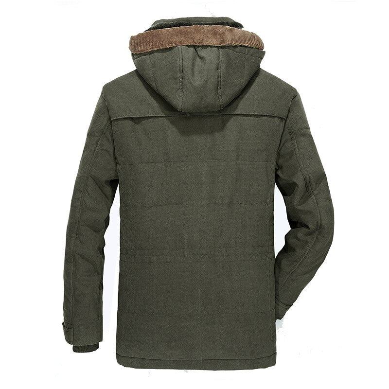 Militärjacken Für Herren Winterparkas Aus Fleece Lässig Schmal Mit Mehreren Taschen Baumwollgefüttert Kapuzenmantel Windjacke - Kaffee