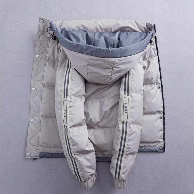 Neue Übergroße Entendaunenmäntel Für Herren Warme Cargo-jacken Puffer-outdoor-kleidung - Schwarz