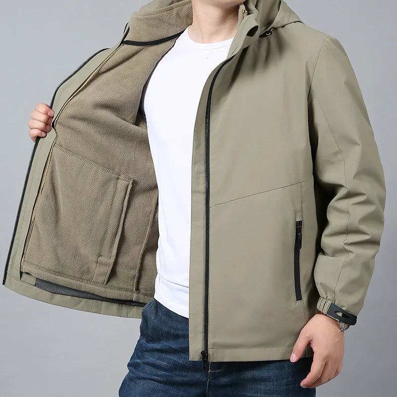 Parkas Kletterbekleidung Motorradjacke Für Herren Kurzer Herrenmantel Jacken Herrenbekleidung Winterarbeitskleidung Mit Kapuze Oberbekleidung - Schwarz