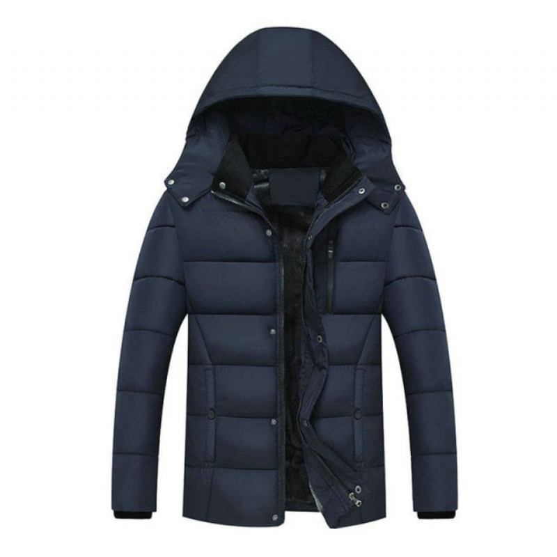 Streetwear Dicke Wintermäntel Für Herren Warme Gepolsterte Jacken Lässige Thermoparka Mit Kapuze Neue Mäntel Für Herrenbekleidung - Marineblau