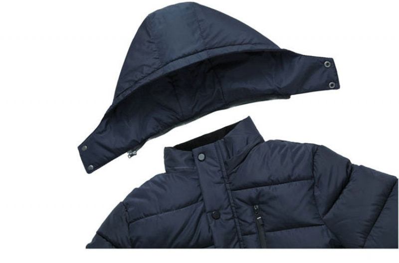 Streetwear Dicke Wintermäntel Für Herren Warme Gepolsterte Jacken Lässige Thermoparka Mit Kapuze Neue Mäntel Für Herrenbekleidung - Marineblau