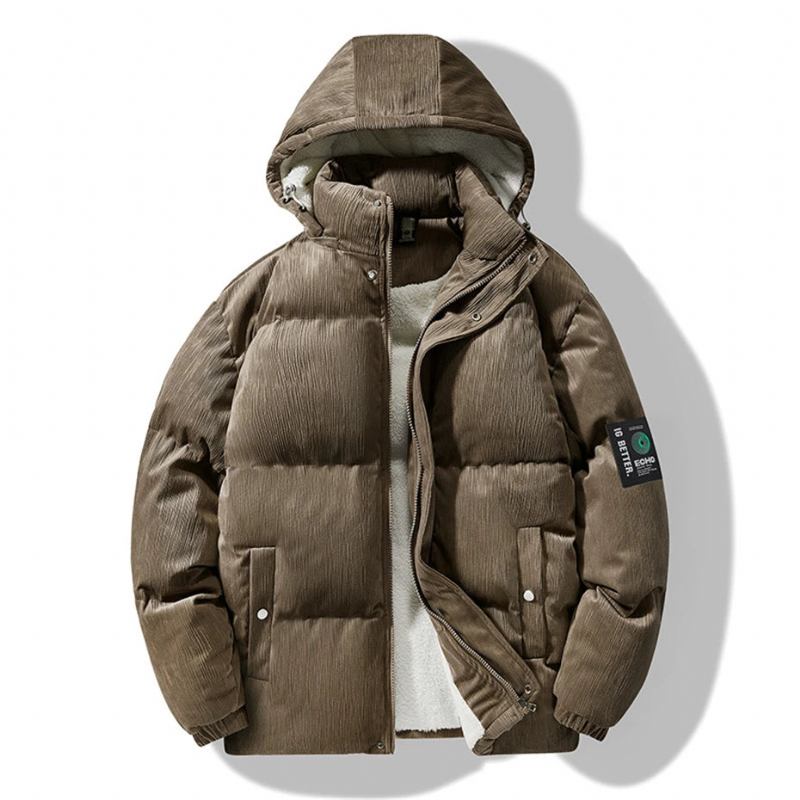 Winter-fleeceparkas Für Herren Wattierte Jacke Dicker Fleecemantel Lässig Einfarbig Parkas Für - khaki