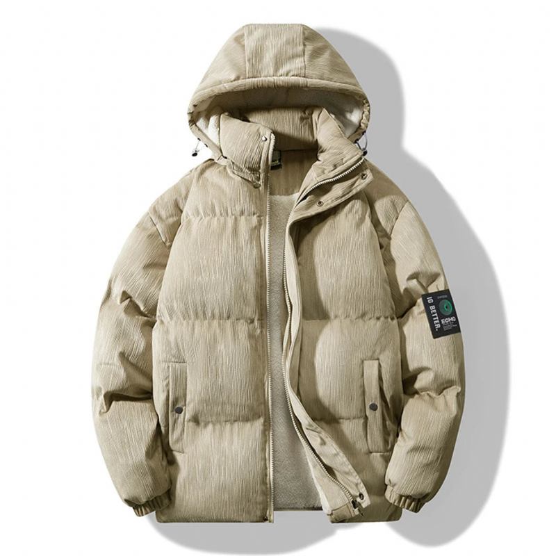 Winter-fleeceparkas Für Herren Wattierte Jacke Dicker Fleecemantel Lässig Einfarbig Parkas Für - khaki