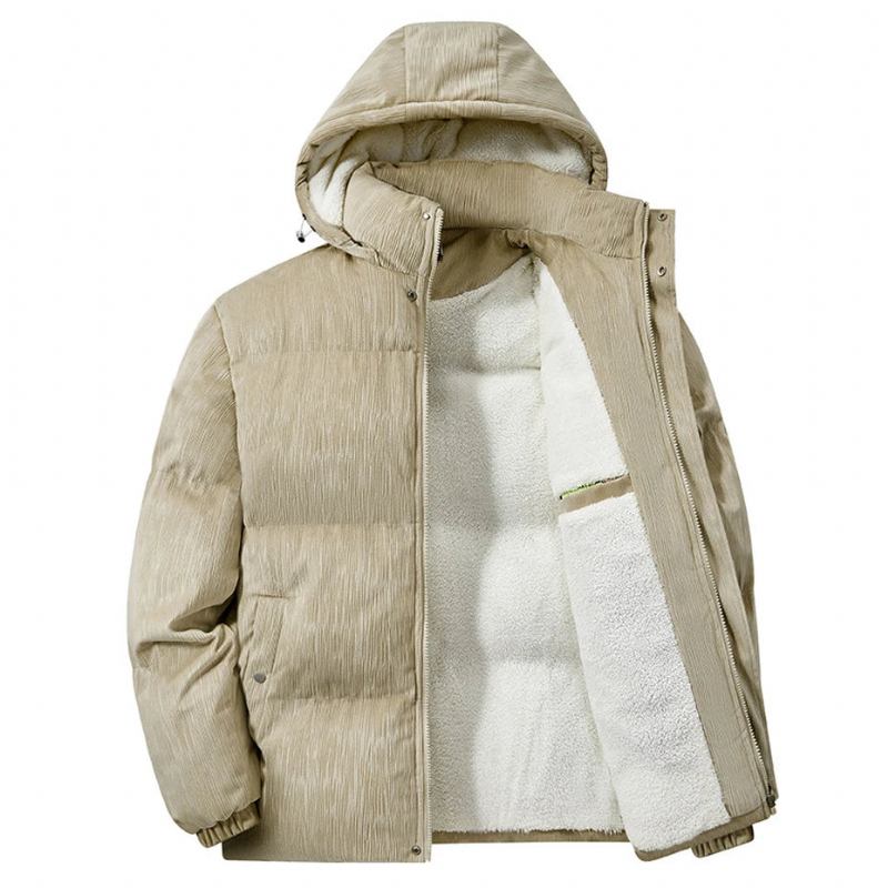 Winter-fleeceparkas Für Herren Wattierte Jacke Dicker Fleecemantel Lässig Einfarbig Parkas Für - khaki