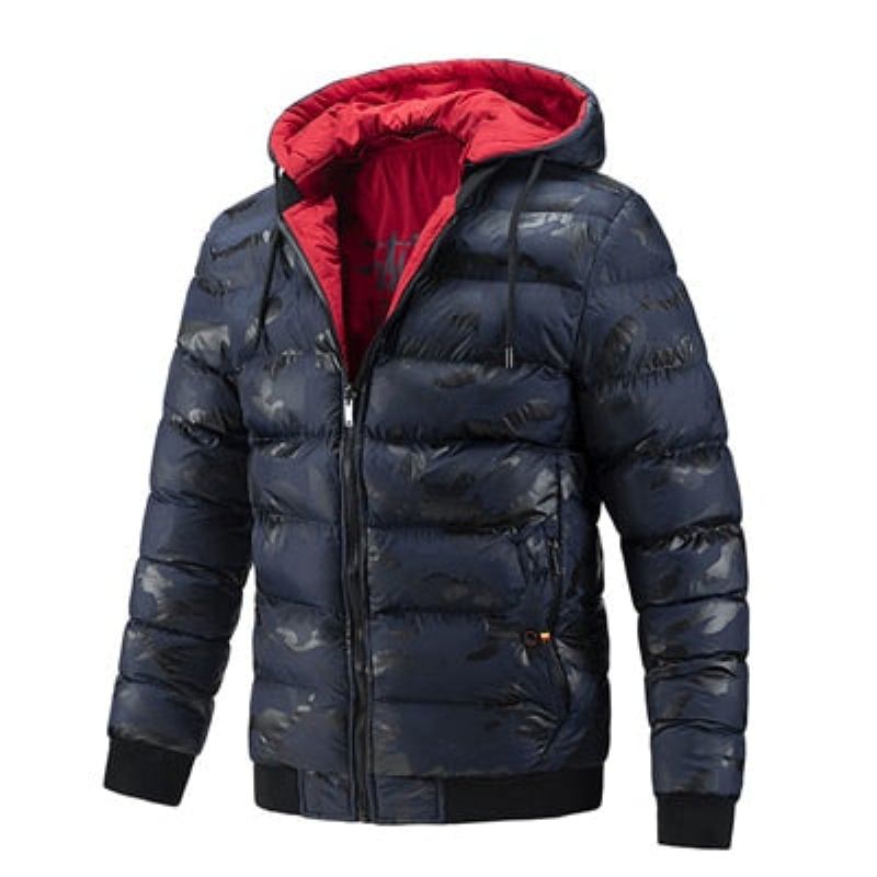 Winter-thermojacken Für Herren Neue Dicke Warme Kapuzenjacken Aus Baumwolle Für Lässige Outdoor-jacken Beidseitig Tragbar Herrenbekleidung - Marineblau