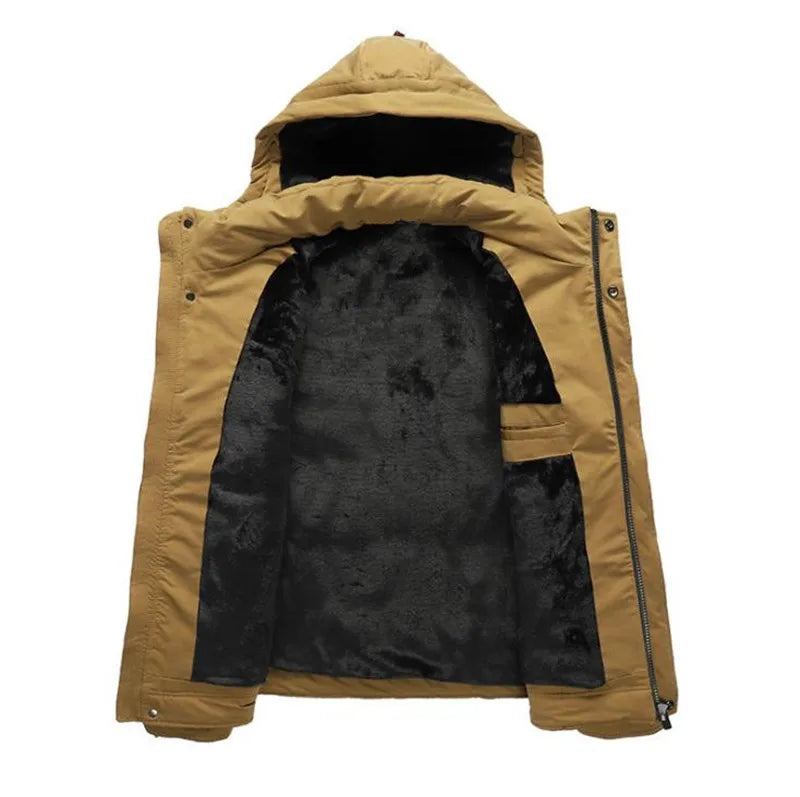 Winterjacke Für Herren Dicke Herrenjacke Lässige Kapuze Warme Windjacke Parkas Mäntel - Schwarz