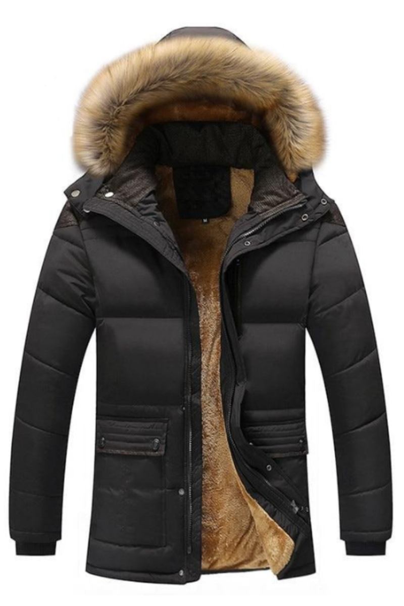 Winterjacke Für Herren Lässige Parkas Aus Baumwolle Mit Kunstpelzkragen Warme Windjacke Aus Fleece Kapuzenjacken