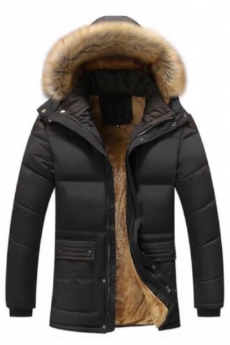 Winterjacke Für Herren Lässige Parkas Aus Baumwolle Mit Kunstpelzkragen Warme Windjacke Aus Fleece Kapuzenjacken