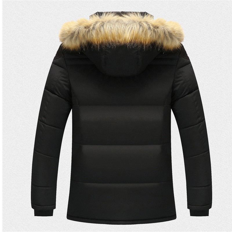 Winterjacke Für Herren Lässige Parkas Aus Baumwolle Mit Kunstpelzkragen Warme Windjacke Aus Fleece Kapuzenjacken - Kaffee