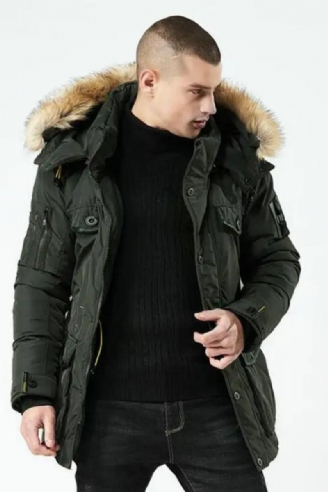 Winterjacke Für Herren Mit Stehkragen Parkajacke Für Einfarbige Dicke Jacken Und Langer Mantel Parkas Für