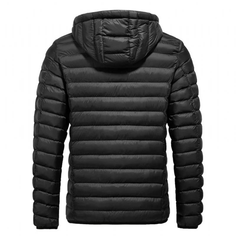 Winterjacke Mit Kapuze Für Herren Pufferjacke Herbstmantel Für Gesteppte Wattierte Mäntel Kleidung - Schwarz