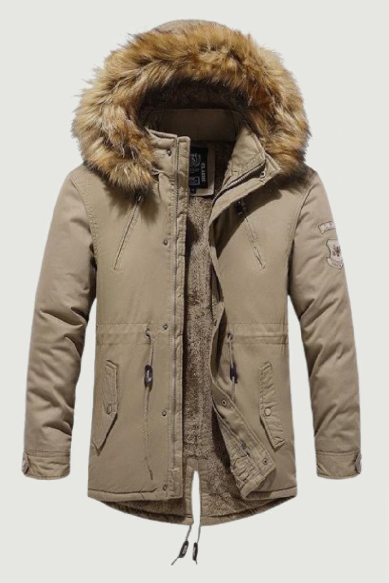 Winterjacke Parkas Für Herren Aus Baumwolle Dickes Fleece Warmer Kragen Kapuze Parka Lässig Mehrere Taschen Winddichte Jacken