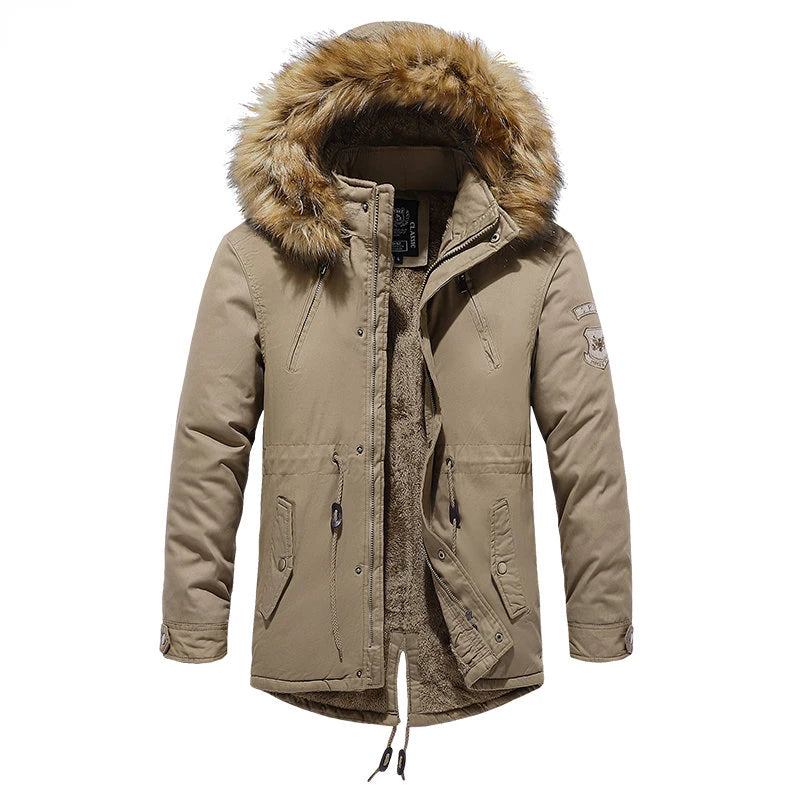 Winterjacke Parkas Für Herren Aus Baumwolle Dickes Fleece Warmer Kragen Kapuze Parka Lässig Mehrere Taschen Winddichte Jacken - Grün