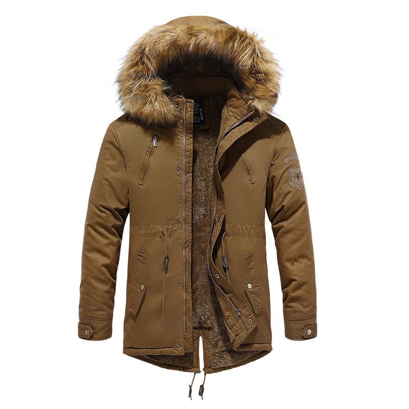 Winterjacke Parkas Für Herren Aus Baumwolle Dickes Fleece Warmer Kragen Kapuze Parka Lässig Mehrere Taschen Winddichte Jacken - Grün